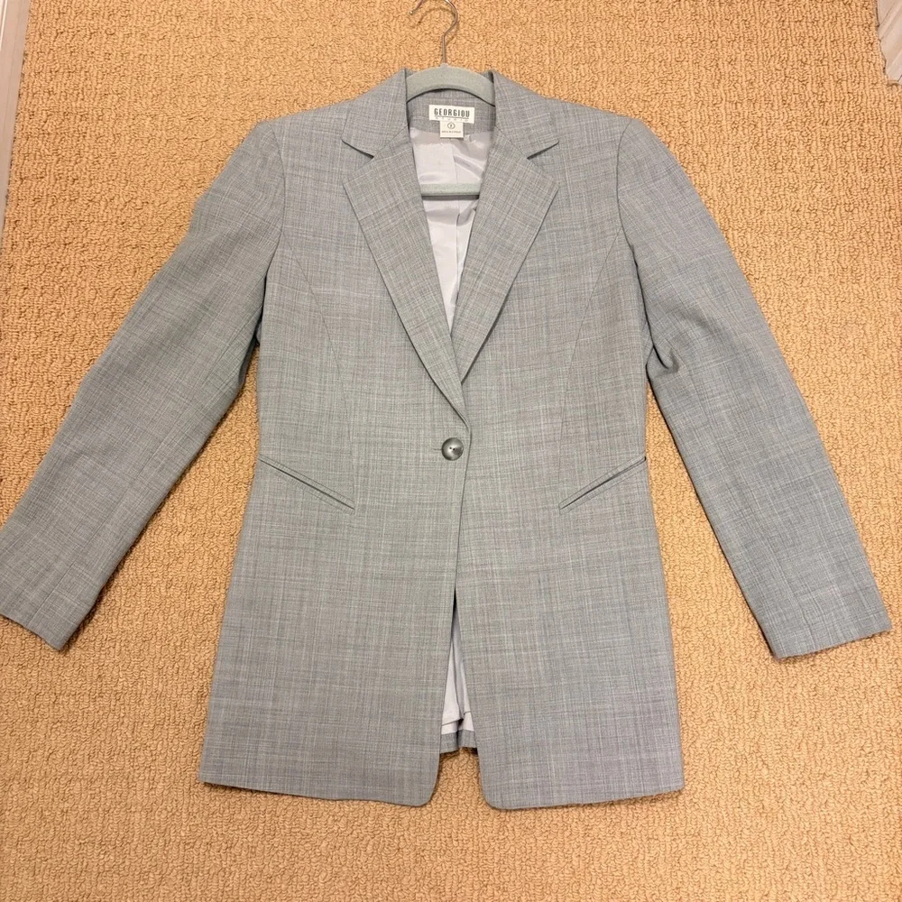 Georgiou Studio Longline Italian Wool Blend Blazer Grey - Picture 8 of 11